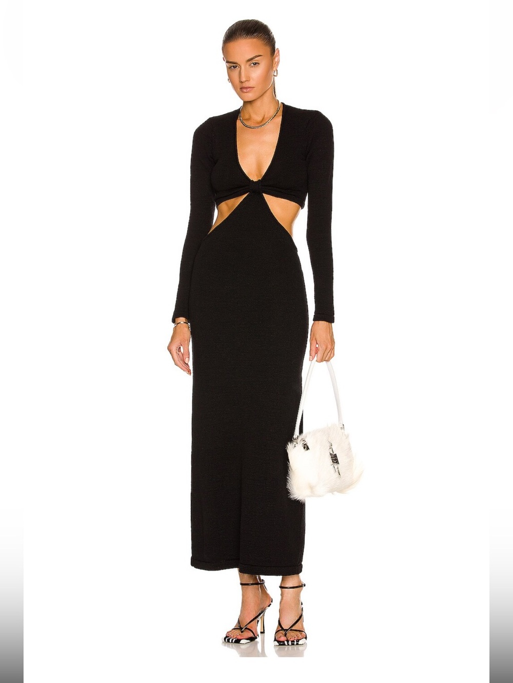 NWT cult gaia Black Long-Sleeve Cutout Maxi Dress L large